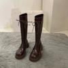 thick-soled white long boots women's shoes 2025 new Martin boots women's brown autumn and winter long knight boots ins tide