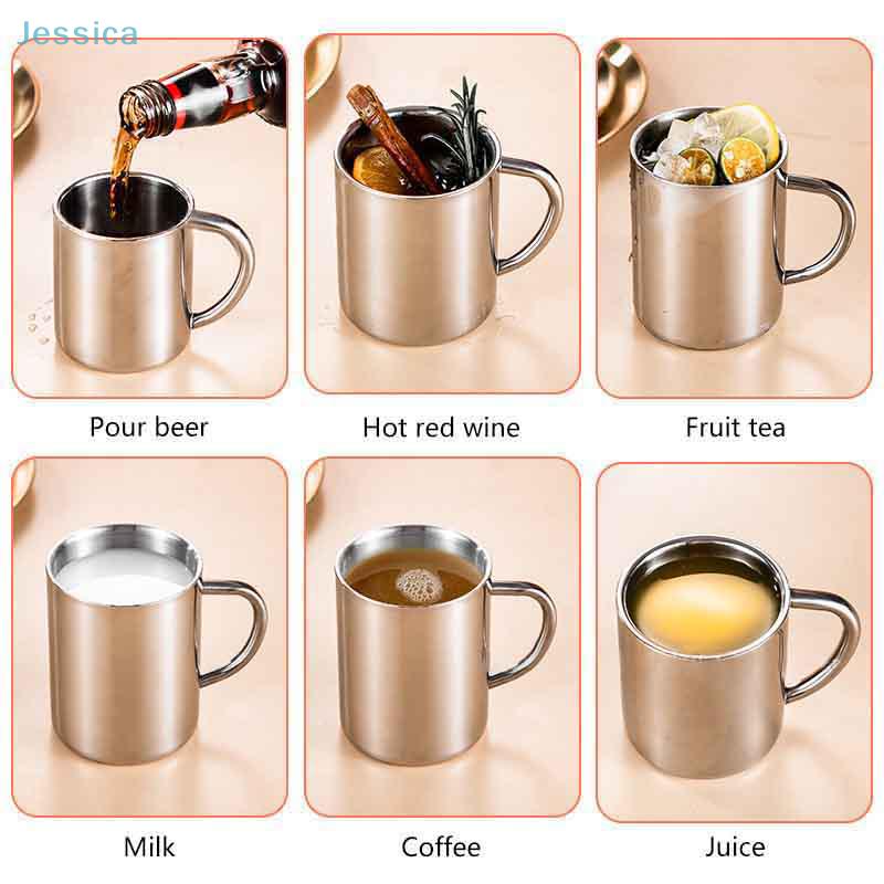 Stainless Steel Coffee Mug 200/300ml,Portable Double Mug Cup Without Lid Travel Tumbler Mug
