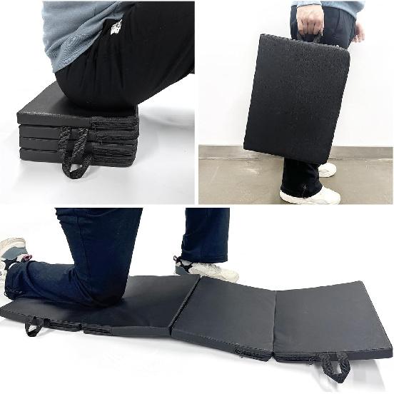 Foldable Mechanics Mat For Garage Work, 48 X 16 X 1.2 In Thick EPE Knee Pad Waterproof PU Leather Folding Mat With Carry Handle Portable For Garage,