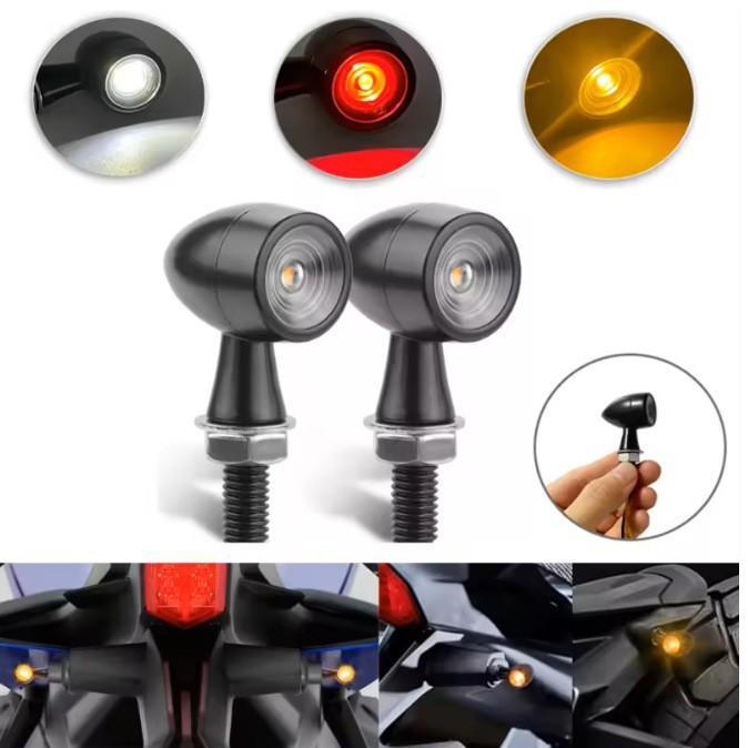 1pcs Motorcycle Led Turn Signal Metal Retro Small Turn Signal Off-Road Vehicle Mini Two-Color Indicator Light Signal Light
