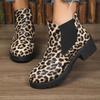 Large Size New Autumn and Winter Leopard Print Thick Heel Platform Martin Boots European and American Short Boots