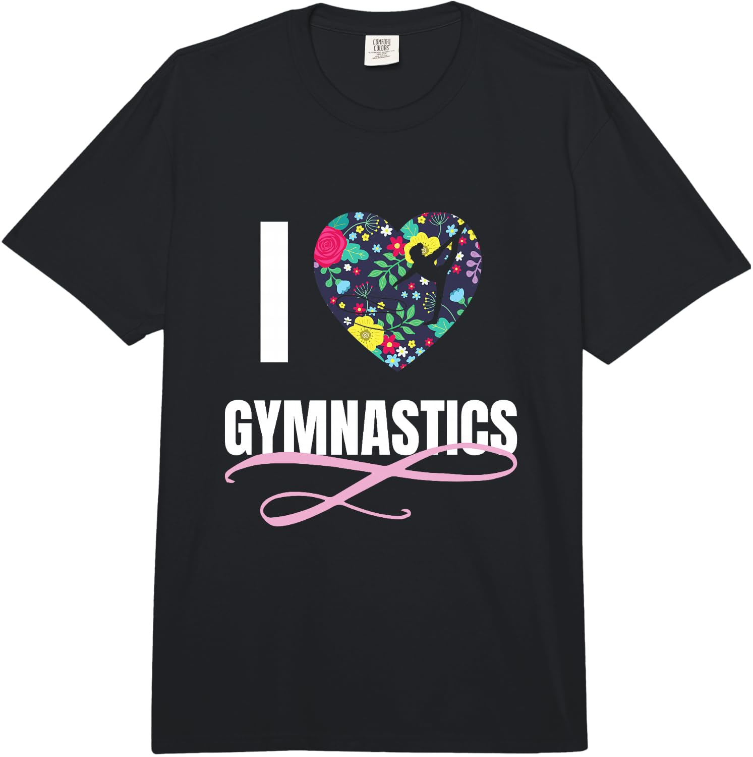 I Love Gymnastics Flower Heart Shape Girls Gift Comfort Colors Adult Heavyweight Unisex T-Shirt XXL