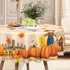 1 Thanksgiving Tablecloth - Printed With Pumpkin, Sunflower, Log Cabin And Autumn Leaves - Durable Polyester