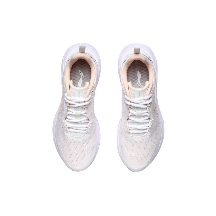 New LiNing Slip Resistant Cushioning Low Top Running Shoes Women's White Orange ARHR140-3