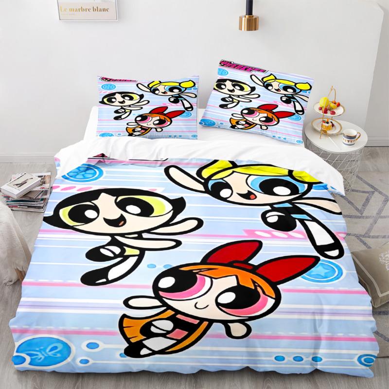 Wykwintna Tapeta 3D Powerpuff Girls Anime Cyfrowy Druk Pościel Zestaw Poszewka na Kołdrę Kołdra Łóżko Młodzież Dzieci Dziewczynka Chłopcy Prezent