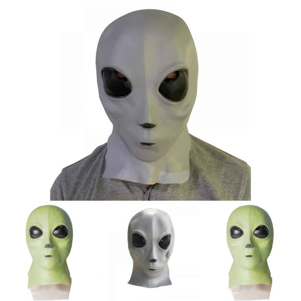 Alien Latex Mask Headgear Ufo Scifi Movie Theme Halloween Costume Accessory For Cosplay