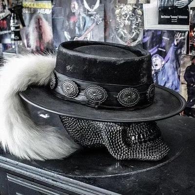 Fashion Flat Top Wool Hat, Solid Color Wool Top Hat, Pork Pie Top Pure Wool Felt Hat