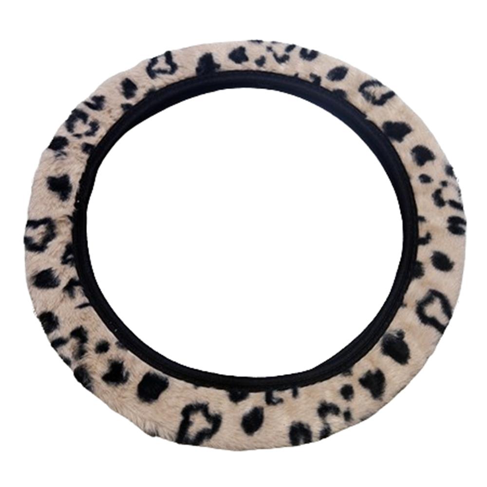 Warm&Cozy Car Steer Wheel Protector Leopard Heart Print Winter Teering Wheel Cover  Women Men
