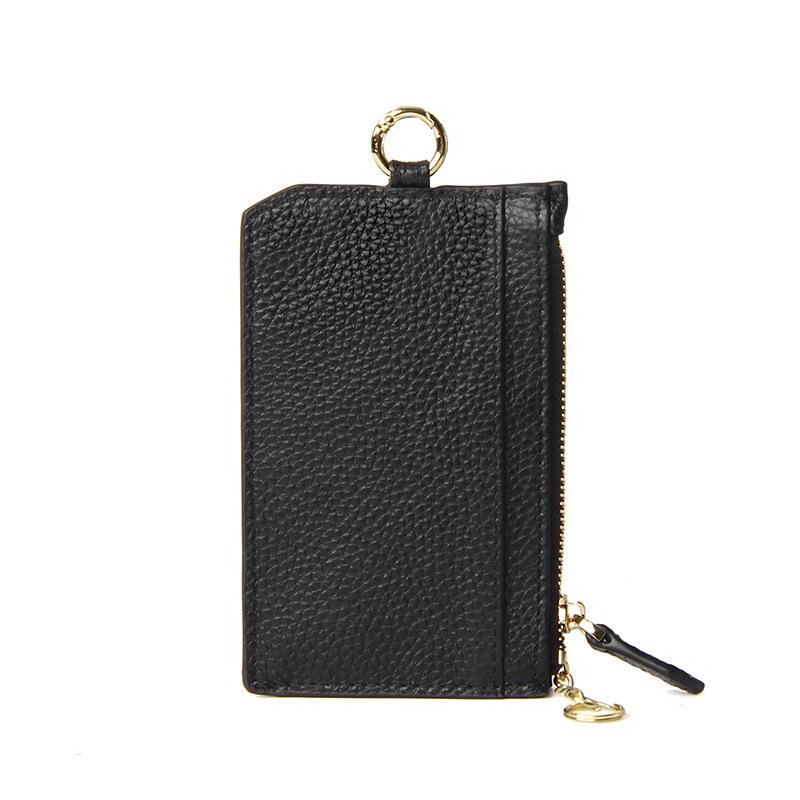 Japanese Style Ultra-Thin Mini Coin Wallet with Zipper and Multi-Card Slots In Genuine Leather