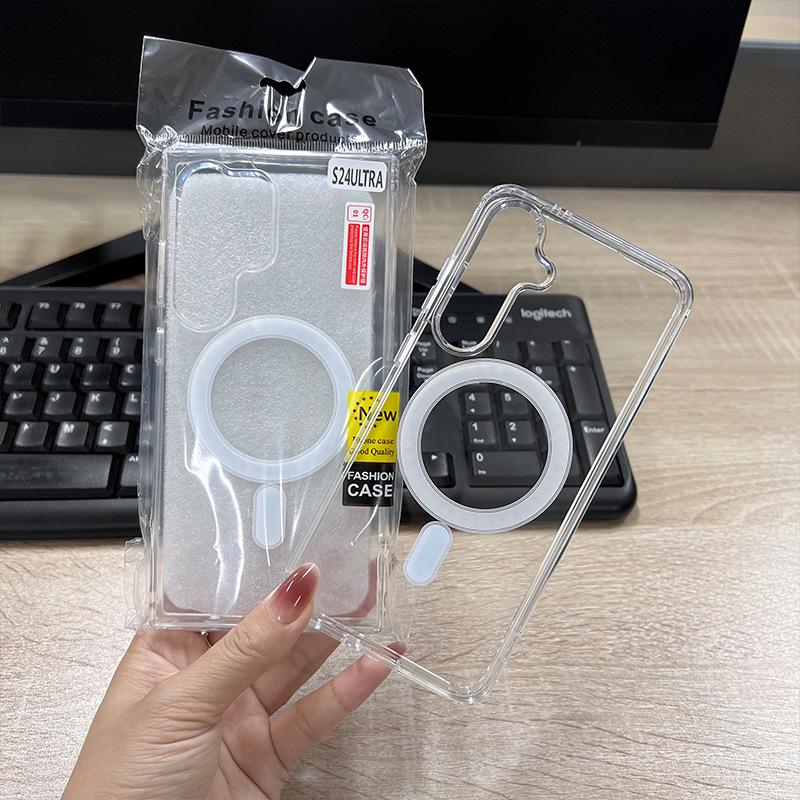 Samsung S23/S26 Ultra Transparent Acrylic Phone Case with Magnetic Cover, A57/A16 Protective Design.