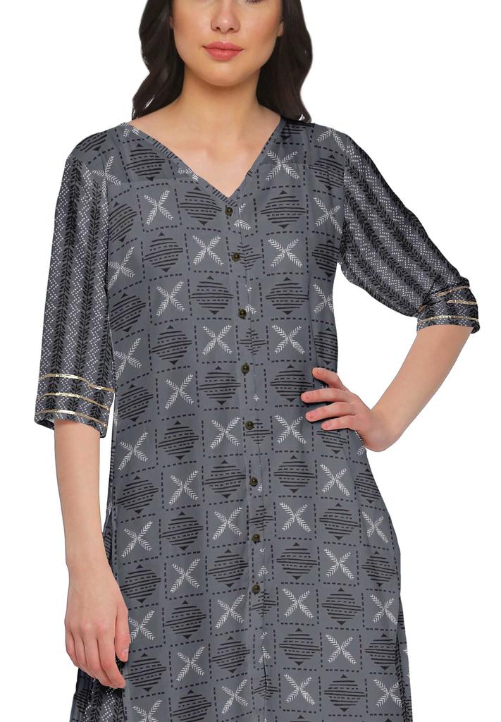 Moomaya V Neck Printed Kurta And Palazzo Pant Set Ethnic Wear Dress For