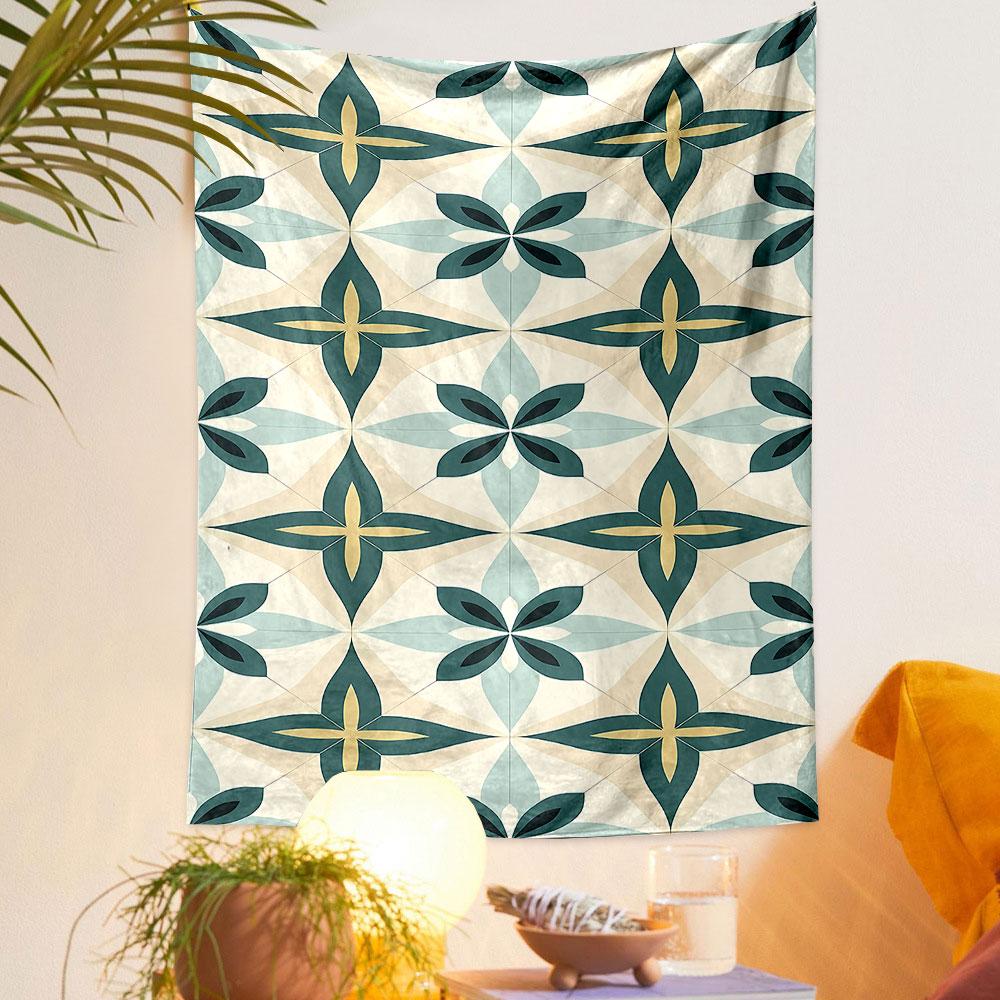 "Retro Geometric Floral Pattern Tapestry" Patterned tapestry home decor, suitable for bedroom and living room, gift