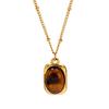Maillard French Retro Titanium Steel Tiger Eye Pendant Necklace for Women