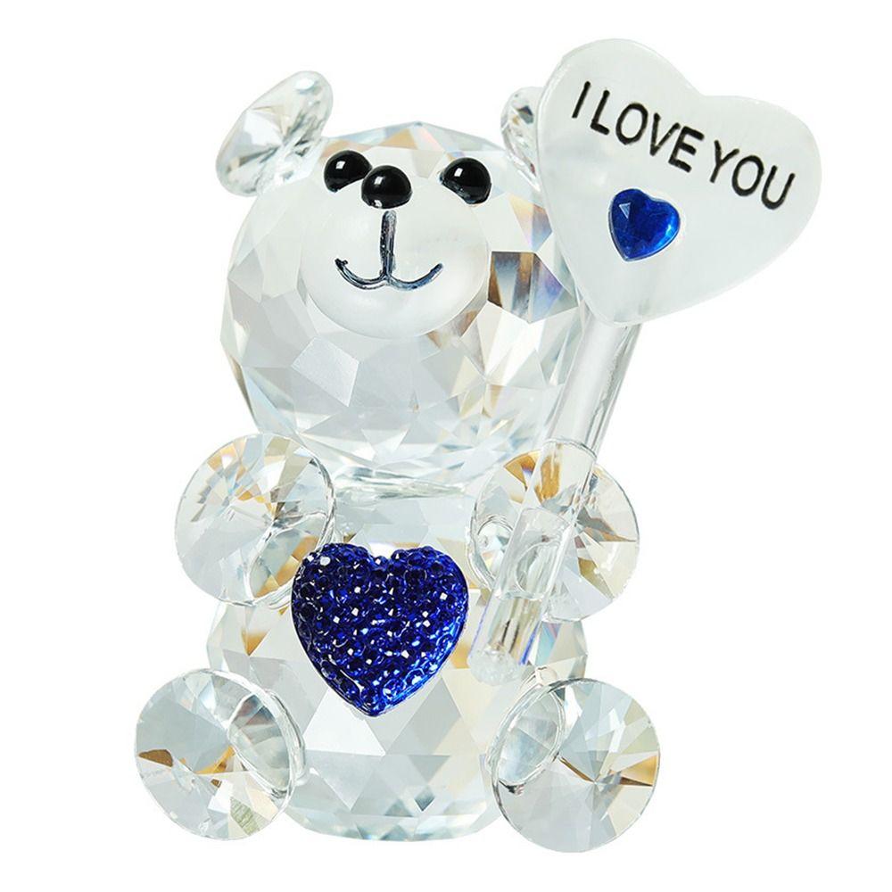 Creative Crystal Bear Figurine I Love You Sign Desktop Ornament  Guests Bridesmaid Gift