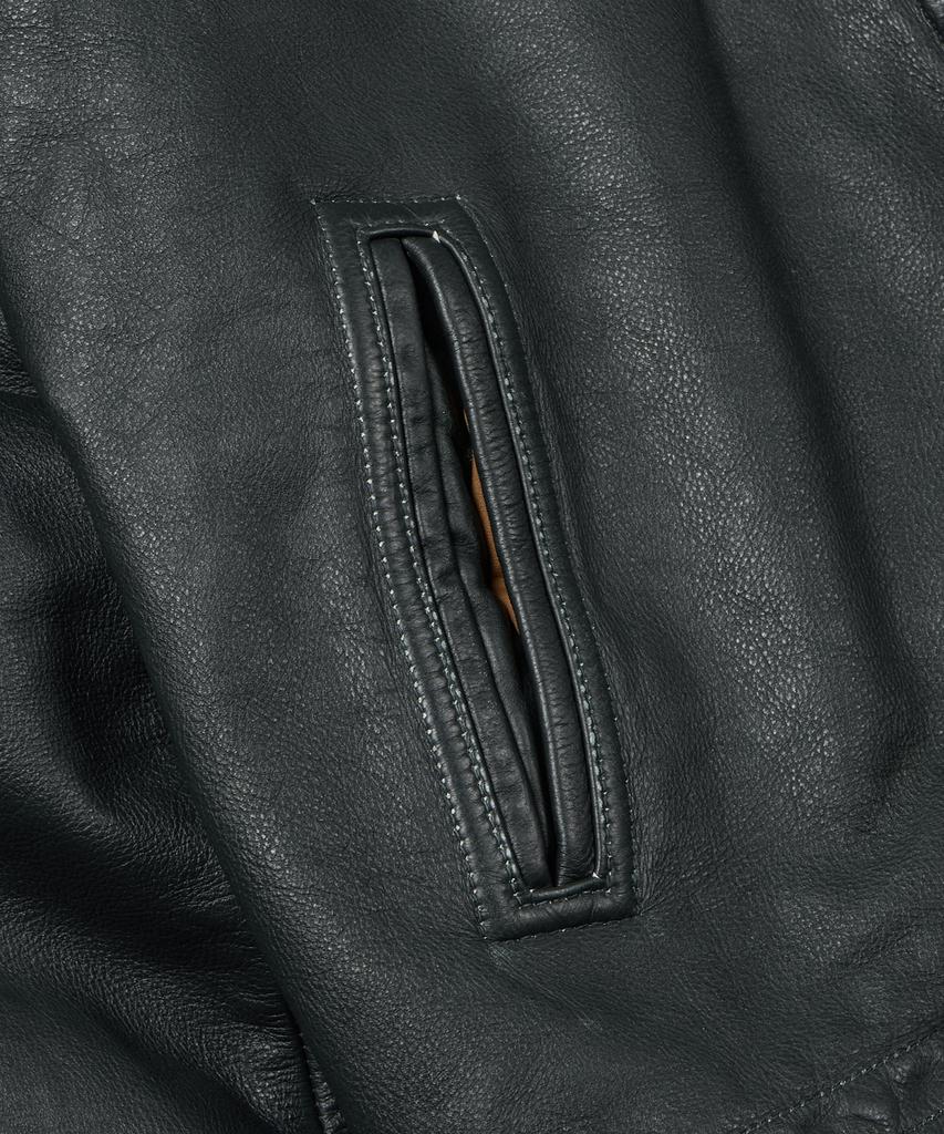 Frizmworks Destroyed Cowhide Leather Jacket _ Washed Olive