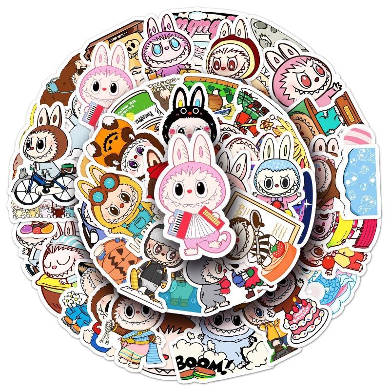 50 Cartoon Rabbit Stickers Cartoon Cute Elf Painted Ledger Water Cup Stickers