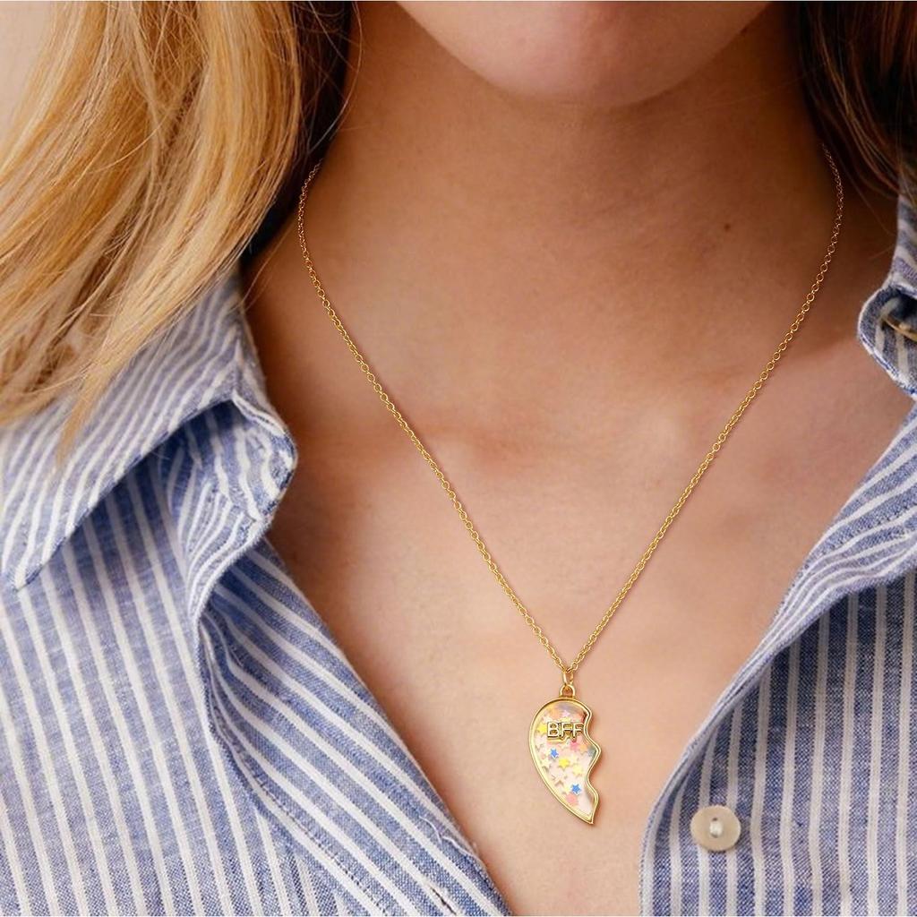 Bobisty Friendship Necklace for 2 Best Friend Necklaces Matching Pendant BFF Necklace for 2 Sister Magnetic Split Heart Necklace