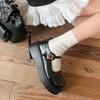 Black retro round head platform small leather shoes women's 2025 new spring and autumn with skirt French heightening Mary Jane single shoes