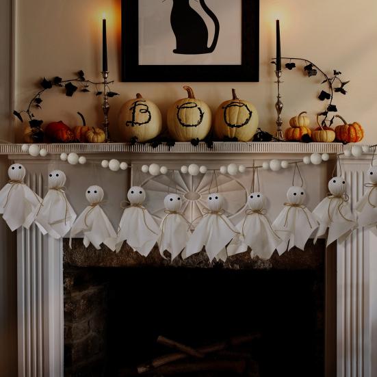 Halloween Ghost Hanging Decoration Small Flying Ghost Tree Ornament Rustic White Cloth Ghost for Haunted House Yard Tree Decor