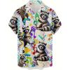 Men's Fashion 3D Printed 2026 Casual Hawaiian Shirts Funny Monkey Giraffe Cat Graphic Blouses Short Sleeve Button Shirt Tops