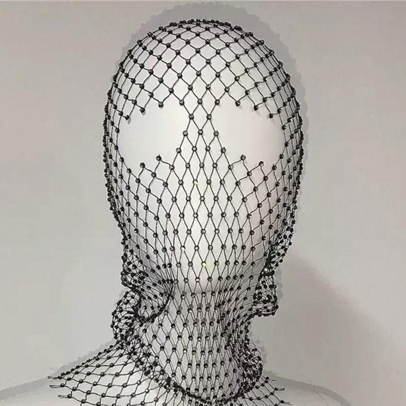 1pc Rhinestone Crystal Embellished Fishnet Hair Scarf,Glittering Mesh Veil Headband,Elastic Hairband for Ladies',Dance,Wedding