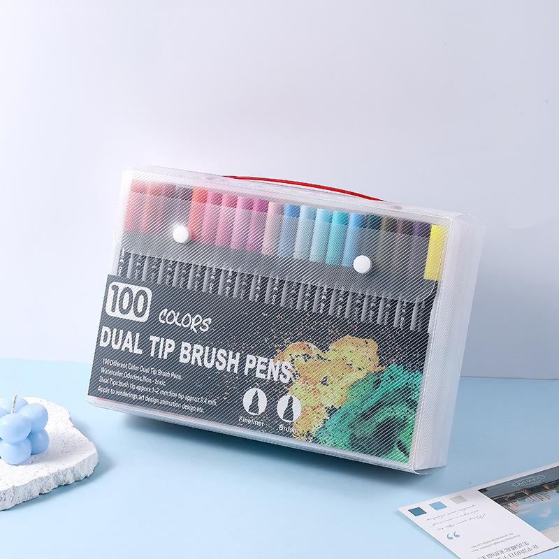 120-Color Double-Ended Watercolor Marker Set with Soft Tips & Fineliner for Students & Art Studio Use