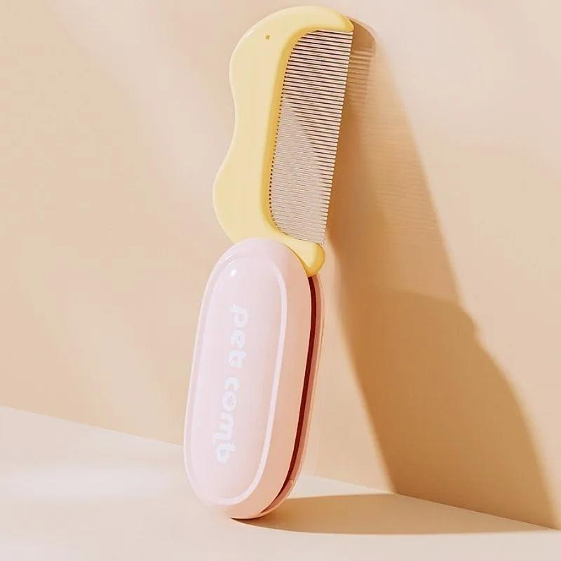 

Dog Comb Dense Combs Cat Brush Foldable Pet Hair Remover Mini Face Comb Dog Cleaning Brush Massage Cat Combs Pet Grooming Combs рожевий