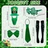 5pcs St. Patrick's Day Party Costume Suit Green Funny Hat Bow Beard Bow Tie Beard Favors Irish Leprechaun Costume Accessory