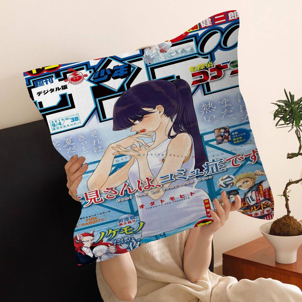 Anime Komi San Wa Komyushou Desu Pillow Cushion Cover Pillowcase Living Room Sofa Home Decor