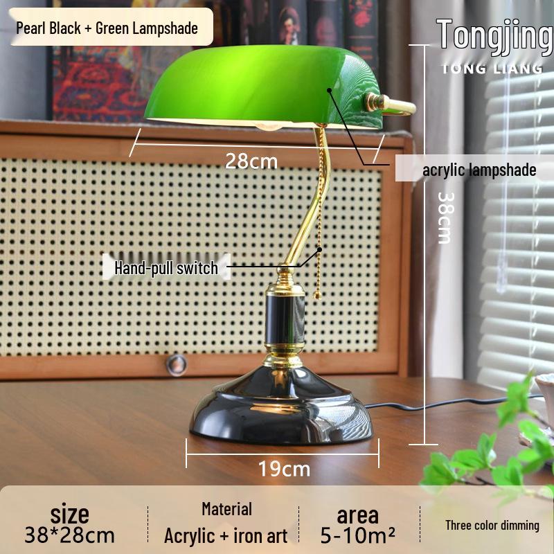 Vintage Green Banker Desk Lamp: Eye-Caring Bedside Light Inspired by Old Shanghai