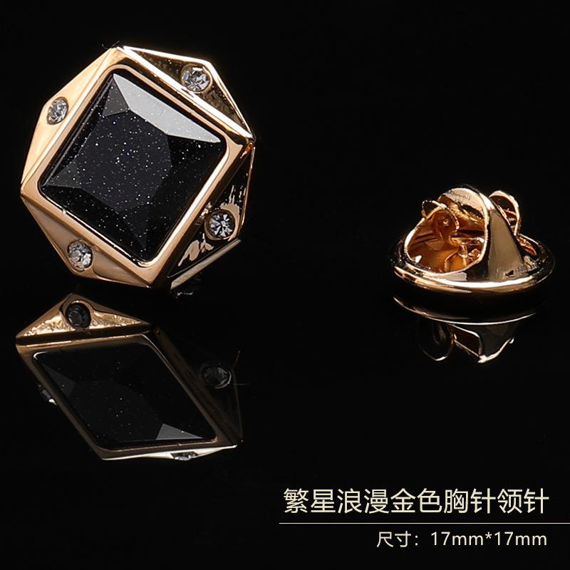 Gift Box Men'S Fashion Temperament Crystal Brooch Collar Pin Suit Brooch Collar Pin Trend Corsage