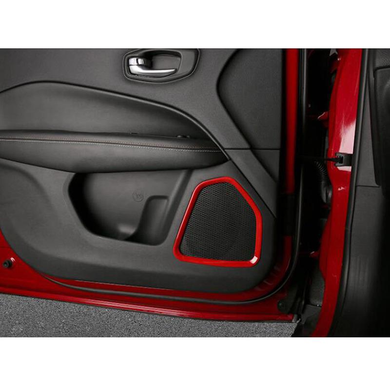 Car Detector Stick ABS For Jeep Compass 2017 2018    Ide Door Audio Speak Sound Cover Ring Trim Frame 4pcs