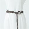 Wax Rope Beads Hand Woven DIY Ethnic Style Belts Braided Belt Women Waist Chain Round Wooden Button