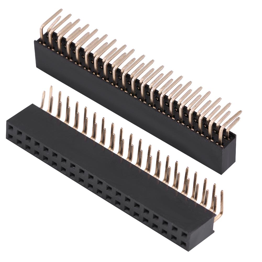 3pcs 2 X 20 Pins 2.54mm Pitch Female Dual Row Right Angle Pin Headers for Raspberry Pi