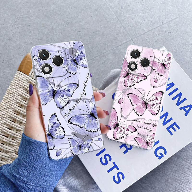 For Honor 400 Lite  Case Luxury Fashion Clear Phone Case For Honor 400 Pro Marble Flower Transparent Soft Silicone Protect Cover