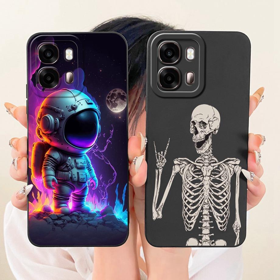 For Oppo A6S 4G 5G CPH2815 CPH2789 Oppo A6 Pro 5G India Phone Case Floral Moon Nigth Bow Pattern Funda Soft Matte Silicone Cover