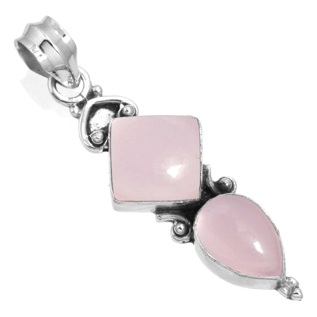 925 Sterling Silver Pendant Women Gemstone Handmade Jewelry Valentine's Day Gift Malachite Moonstone Rose Quartz Red Stone Smoky Topaz Tiger Eye