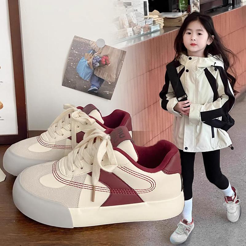 Girls Board Shoes 2025 Spring and Autumn New Children's Sports Shoes Medium and Large Children Girls Casual Shoes Students White Shoes Trendy Shoes