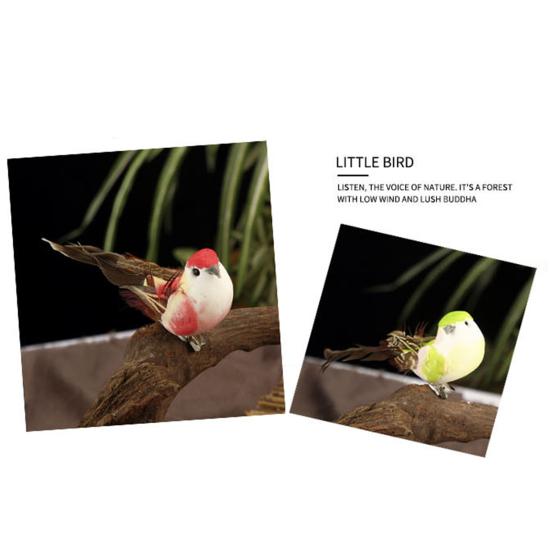 Simulation Bird Feathered Foam Bird Ornament Artificial Sparrow Statue Fake Bird with Clip for DIY Decoration Children Toy