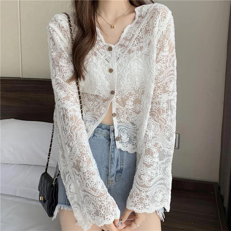 Women Thin Coat Casual Lace Summer Sun Protection Clothes Female Cardigan Shirt Clothing Tops Blouse for Woman Covers