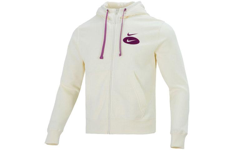 Nike Sportswear Swoosh League Brushed Zippers Fleece Lined Hooded Coat Cardigan Sweatshirt Men s Milk White DM5341-113 L