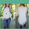 Long Sleeve T Shirt For Women With Lace Splicing In Polyester Fabric For Casual Streetwear