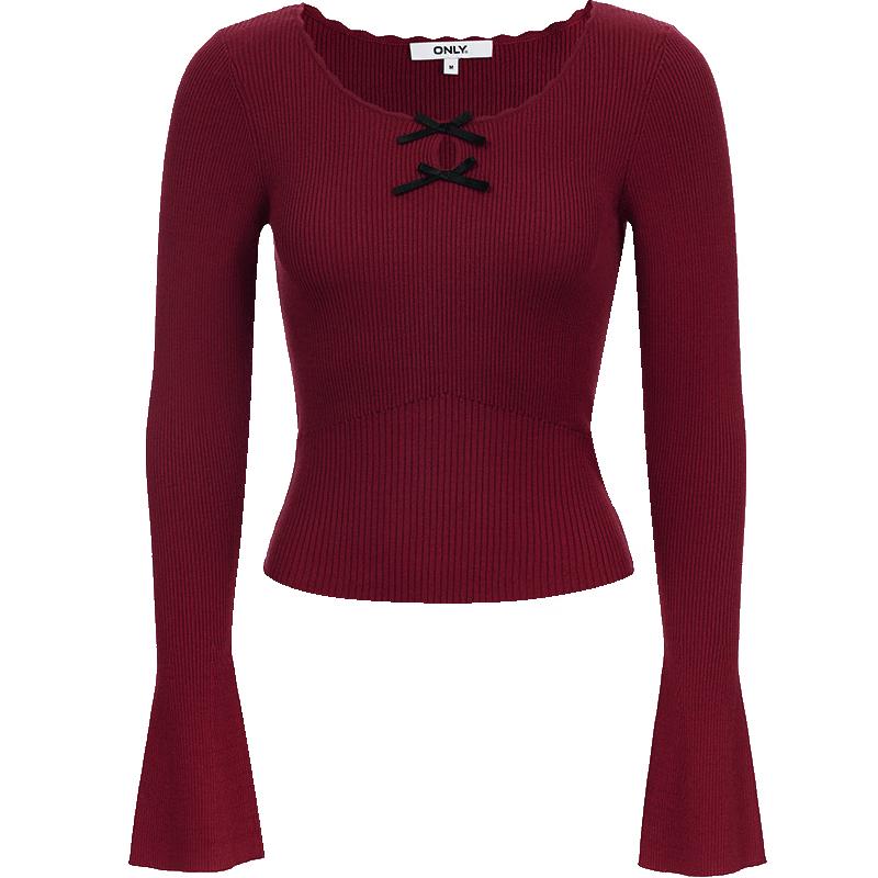 

ONLY Women s Lace Trim Flared Sleeve Knit Top XL