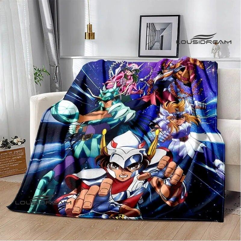 Knights of the Zodiac Cartoon Printed Blanket Flannel Warm Blanket Soft and Comfortable Blanket Bed Linings Birthday Gift