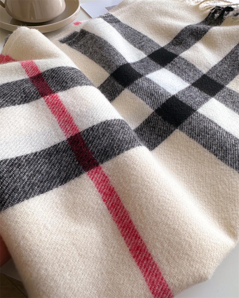 2024 Trendy Unisex Plaid Cashmere-Feel Tassel Shawl Snood Scarf for Autumn/Winter