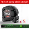 Self Locking Steel Tape Measure Black Fluorescent Tape 5M High Precision Thickened Wear-resistant Fall Resistant Measuring Tape