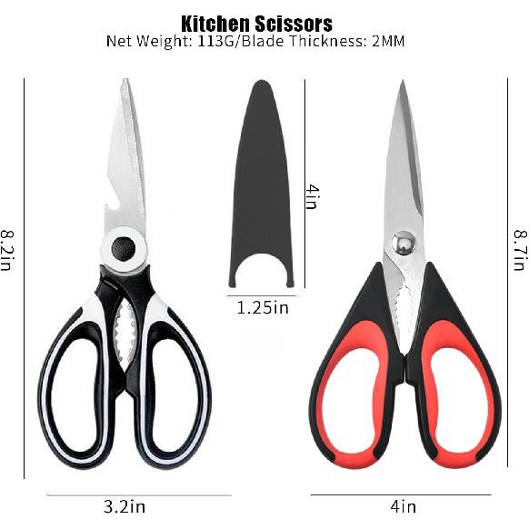 2 Pcs Kitchen Scissors for Food,Kitchen Shears,Heavy Duty High Carbon Stainless Steel Cooking Cutting Scissor for Food
