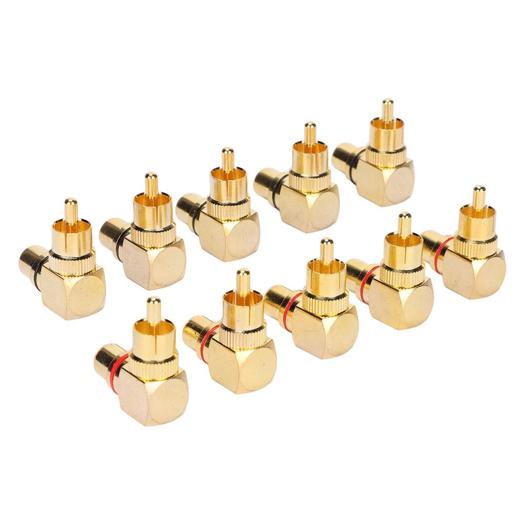 10pcs RCA Right Angle Adapter Male To Female Copper Gold Plated 90 Degree L Type RCA Adapter Connector