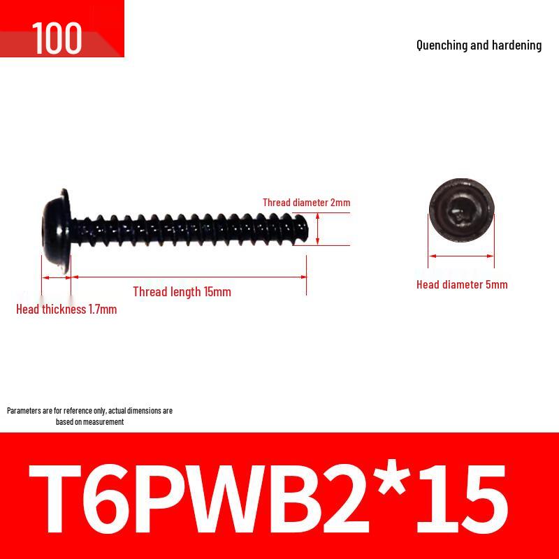 Black Zinc Plated M2 Pan Head Anti-Theft Hex Screws, Flat Tail, Self-Tapping