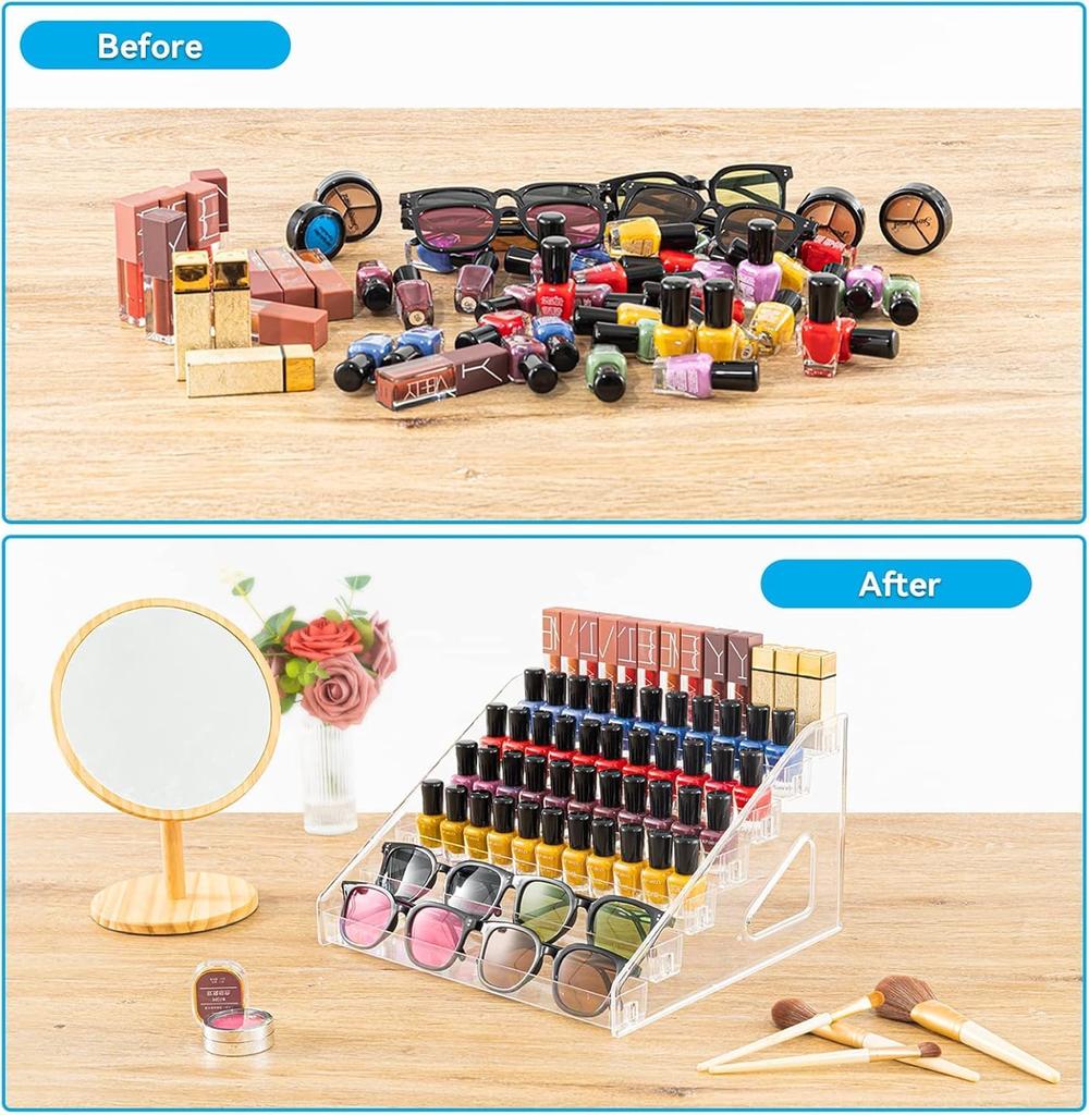 Nail Polish Organizer,3-7 Tier Acrylic Display Sunglasses Organizer Essential Oils Holder Makeup Organizer Sunglass Display Rack